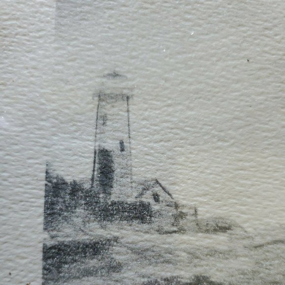 Framed Print Clipper Ships and Lighthouse Scene Pencil Drawing 12" x 14" Glass - Picture 5 of 8